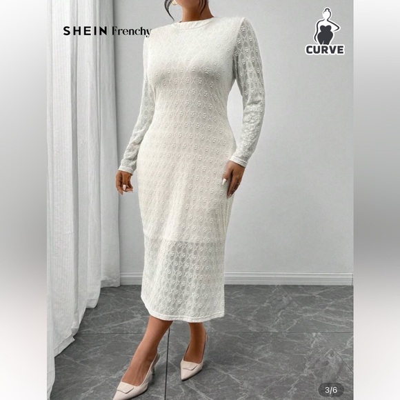 SHEIN Dresses & Skirts - Shein Cream Lace Long Sleeve Dress Size 4X- More like a Size XL